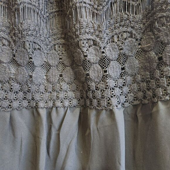 Melissa Paige Black Crochet Lace Chiffon Whimsigoth Boho Peasant Bubble Hem XLP - Picture 8 of 9